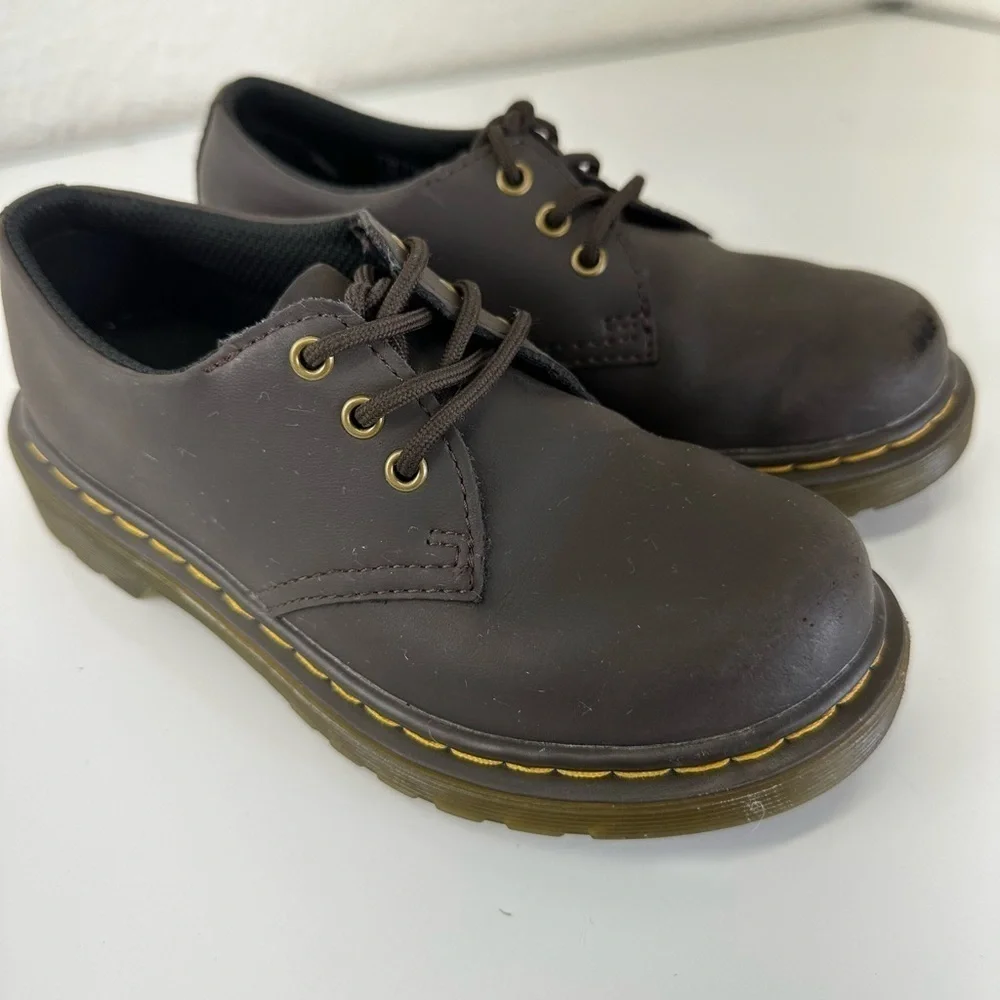 Dr. Martens 1461 J Softy Toe Dark Brown Leather Shoes KIDS Size 12